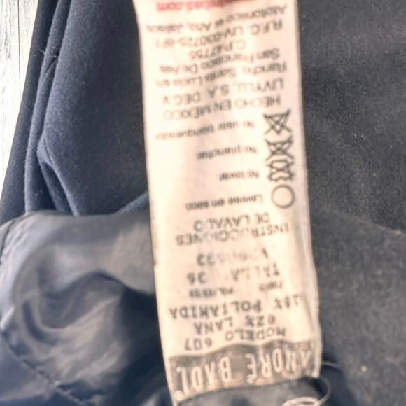 Andre Badi Jacket Women 13/36 Large Black Wool Blend Dark Waist Length - Picture 6 of 6